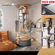 360° Cat Villa Rotatable Glass Transparent Cat Condo Panoramic Multilayer Jumping Platform Cat House