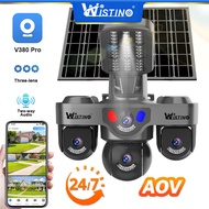 Wistino 12MP AOV Solar Security Camera Outdoor 4G Wireless Surveillance 3 Lens 3 Screen AI Auto Trac