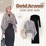 One Set of Modern Women's Outfits (Arwen Outer + Inner Dress + Hijab) for Teenagers' Weddings - LP20