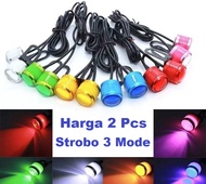 Lampu LED Eagle Eyes Mata Elang Strobo Flash Panoramic Motor Mobil 3 Mode Bracket Spion Strobe Kedip