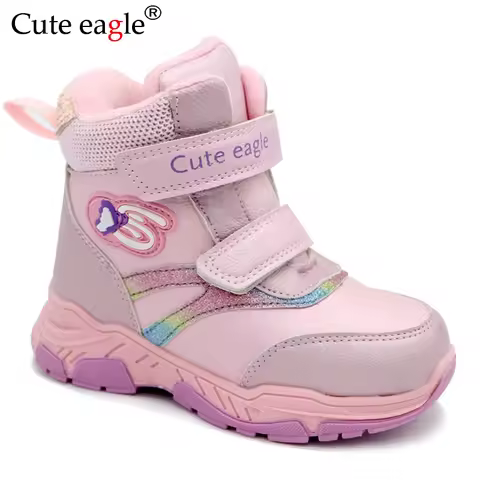 Cute Eagle Winter Shoes for Girls Toddler Kids Baby Girl Waterproof Leather Warm School Cold Weather