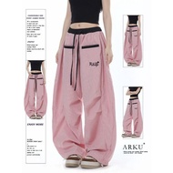 tracksuit woman tracksuit Loose Wide-Leg Embroidered Pink Striped Casual Pants for Women