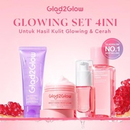 GLAD2GLOW Renew bundle all in 1 Brightening toner + Moisturizer + Cleanser + Brightening Serum - DEL