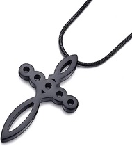 Christian Cross Pendant Necklace for Men and Women Jesus Feeds The 5000 with 5 Loaves and 2 Fish Sta
