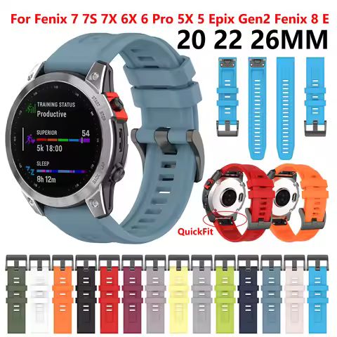 QuickFit 20mm 22mm 26mm Strap for Garmin Fenix 7X 7 7S Pro Watch Band Silicone Bracelet for Fenix 6X