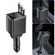 M14 3 Port Car Charges Retractable Cable 70cm Fast Charging 180 Degree Rotatable Head Small Safety P