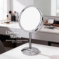 DapuRia (Cantik Estetik) Desk Mirror Makeup Stand Cermin Bulat Meja Aesthetic Decor Room Mirror Cerm