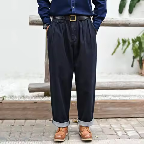 Sauce Zhan Men Jeans Indigo Wide Leg Jeans for Summer Loose Fit 10.6 Oz