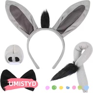 UMISTYDREAMUM9U 4PCS Donkey Costume Set, Bow Tie Funny Donkey Headband, Fashion Tail Nose Animal Don