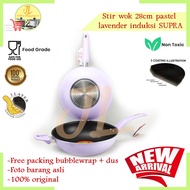 Stir wok teflon pan 28cm supra pastel Lavender non-stick induction pan/