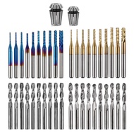 LUNYEE 40pcs End Mills CNC Router Bits with ER11 ER16 Collet, 1/8" Shank CNC Cutter Milling Carving 