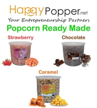 Happypopper Popcorn Fresh Ready Made Coating Coated Caramel Chocolate Strawberry Pop Corn 100% Natural Seed Not GMO 850G+- Popcorn Ready Made桶装焦糖爆米花