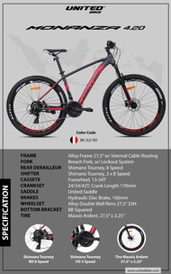 SEPEDA GUNUNG 27.5 inch UNITED MONANZA 4.00 4.2 NEW MTB SEPEDA