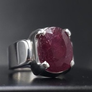 天然紅寶石戒指 紅寶石戒指 - 天然紅寶石 925 純銀 復古手工紅寶石戒指