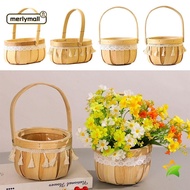 MERLYMALL Flower Arrangement Basket, Hand-Woven Sturdy Braid Flower Baskets, Creative Lace Tassel Wood with Handle Weaving Basket Flower Shop
