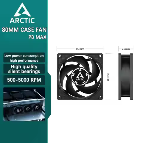 ARCTIC P8 Max High-Performance 80mm Case Fan PWM Controlled 500–5000 RPM Optimised for Static Pressu