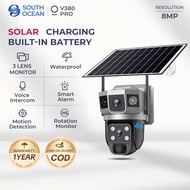 Three Screen CCTV Solar Outdoor Wireless Camera IP66 Waterproof 4G SIM Card Built-in Battery Wifi CC
