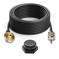Kabel Coax Tembaga Tulen Anina 16ft NMO ke PL259 Male, Kabel Sambungan Coaxial RG58 Rendah Kehilanga