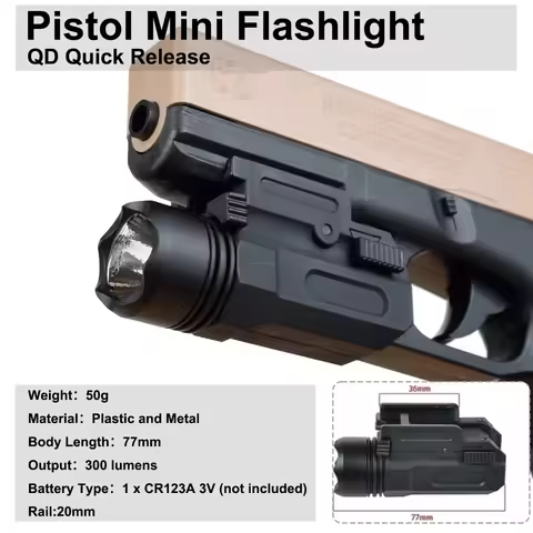 Airsoft Pistol Light Tactical Mini Gun Flashlight QD Quick Release Rifle Torch G17 G18C G19 G22 G20m