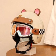 Taiwan JEF Ear Decoration Motorcycle Helmet Four Seasons Universal Safety Helmet Men Women Motorcycl