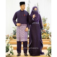 SET BAJU DRESS LAREENDA & BAJU MELAYU PANGLIMA [UNGU DARK PURPLE] NIKAH TUNANG BRIDESMAID COUPLE SET