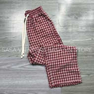 Quần Suông Kẻ CaRoQuần Ống Rộng Kẻ Nhiều Màu Chất Thô Hàn Mềm Mát Quần Mặc Nhà Thoải Mái JUDIE.Close