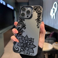 1pc Lace Pattern Matte Anti-Knock Camera Protection Phone Case, Compatible With IPhone 11, 12, 13, 1