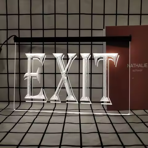 Exit Shop Cafe Restaurant-Retro LED Neon Sign Home Decor with Vintage Plaques and Posters for Room O