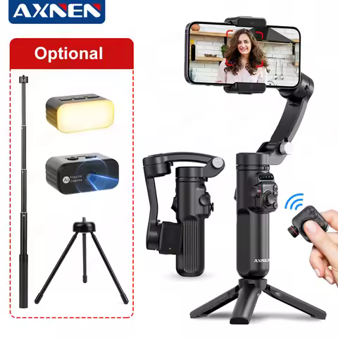 AXNEN M02 Phone Stabilizer 3-Axis Foldable Handheld Gimbal AI Face Tracking for iPhone Android Smart