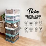 'FLERO' Collapsible 30L|42L|55L|90L|120L Storage Box With Wheels 6 Color - Container | Plastic