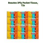 Beautex 3 Ply Pocket Tissue, 72 Packs