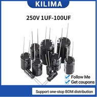 50Pcs 250V Capacitor Aluminum Electrolytic Capacitor 250V 1uF 3.3uF 6.8uF 10uF 22uF 33uF
