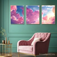 Fantastic Pink Sky Clouds Posters Canvas Printing Love Heart Clouds Wall Art for Home Decor Valentin