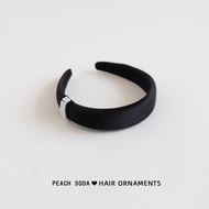 CHUANYE Zhao Lusi Xu Me Dazzling Same Style~Simple Black High Skull Headband Satin Pearl Headband