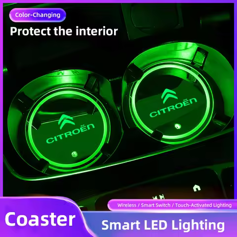 Car Luminous Cup Pad LED Ambient Light Colorful Cup Pad Valve For Citroen C5X e-C4 X e-C3 C4 C3 C5 B