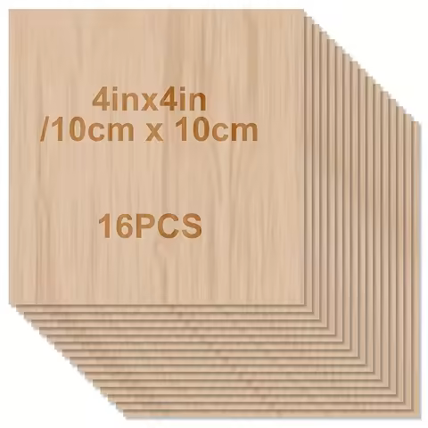 4/8/16 Craft Wood Board - 4 x 4 x 1/12 inches - 2 mm thick board with smooth surface - Square board 