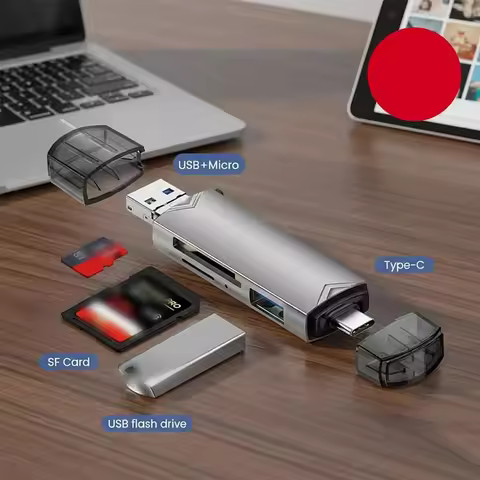 USB-C SD TF Memory Card Reader 6-in-1 Type-C to SD/TF/USB OTG Adapter Memory Card Reader