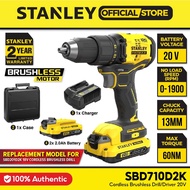 STANLEY SBD710D2K 20V Cordless Brushless Drill Driver With 2x2.0Ah Battery &amp; 1 Charger (20V 430-1700RPM 55nm) SBD710D2K