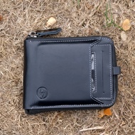 Dompet Pria Resleting With Id Card Holder Kulit Sapi Asli Men Wallet Sendy Leather GOUDA