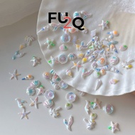 Tray of 12 Charm Nail Boxes Seashell Starfish Coconut Snail Nail Decoration Nail Art Accessories – P