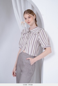 VERONIQA Blouse by AMILA AM-B1326 Cottonลินิน แขนสั้น IGPU25-5