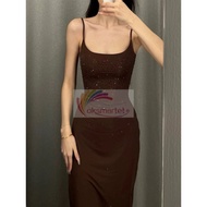 New skims French Autumn Winter Dress Elegant Temperament Flash Diamond Slim-fit Sling Dress Hot Girl Hip-packed Long Skirt