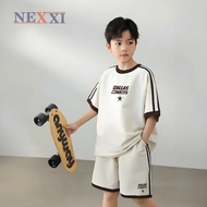 Dallas Cowboy Printed Short-Sleeved Boys Set, Nexxi Sports Style Loose Striped Boys T-shirt Set