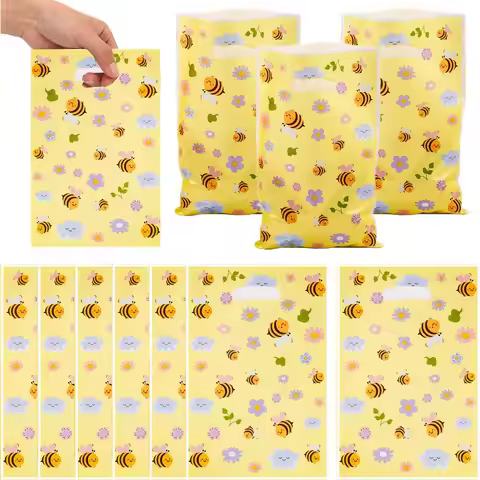Bee Party Favors Bags Bumblebee Plastic Goodie Gift Bag For Kids Happy Birthday Party Supplies Bee T