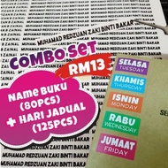 Sticker Hari Jadual / week (275pcs), Combo with Name (205pcs)