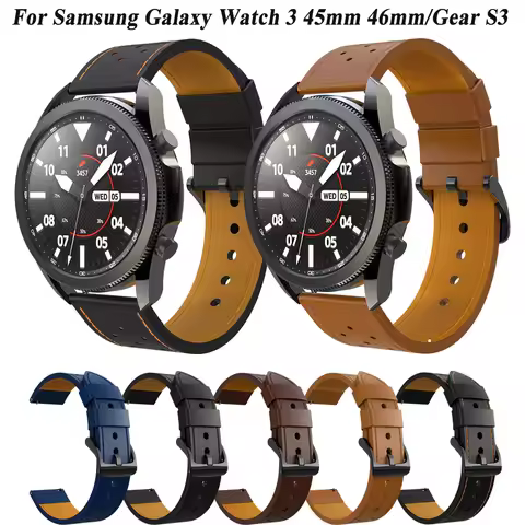Replacement Leather Wristband For Samsung Galaxy Watch 3 45mm 46mm/Gear S3 Strap 22mm Bracelet Sport