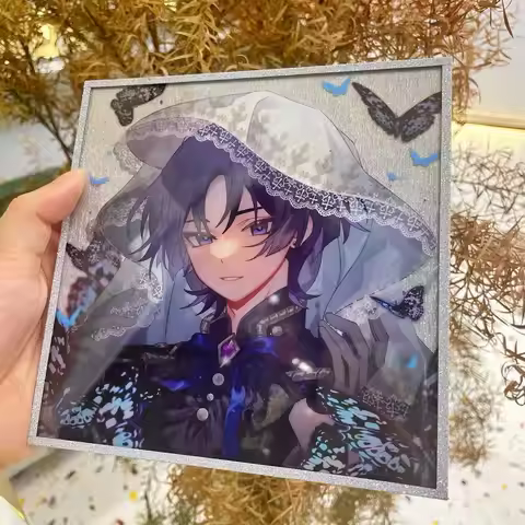 2024 New Genshin Impact Focalors Wanderer Scaramouche Badge Pendant Laser Ticket Acrylic Colored Pap