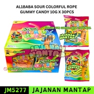 Halal AL1BABA Sour Colorful Rope Gummy Candy 10g x 30pcs Fruity Flavor Jm5277