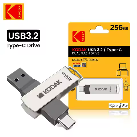 Kodak K273 USB Flash Drive Metal USB3.2 Pendrive 64GB 128GB 256GB Type c OTG 256GB landyard for keys