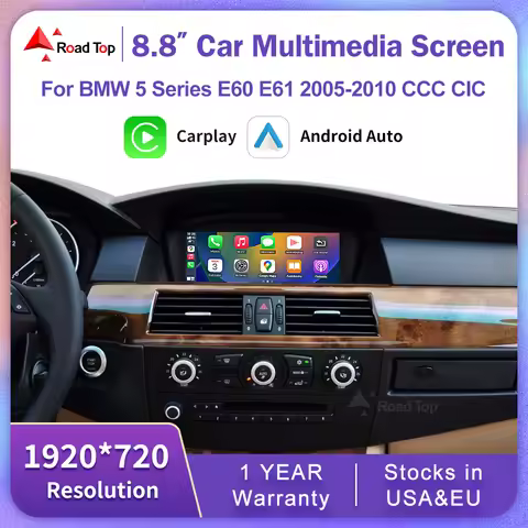 Wireless CarPlay Android Auto Car Multimedia Touch Screen For BMW 5 Series E60 E61 CCC/CIC 2005-2010